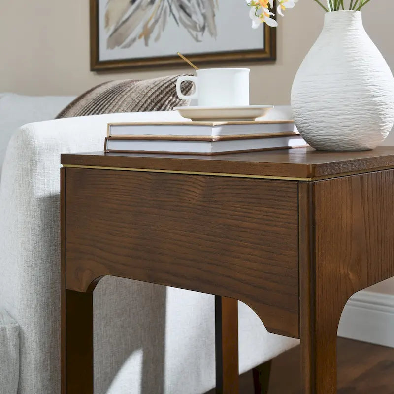 Table d'appoint relevable Mid-Century, petite table de bout relevable pour canapé avec étagère de rangement