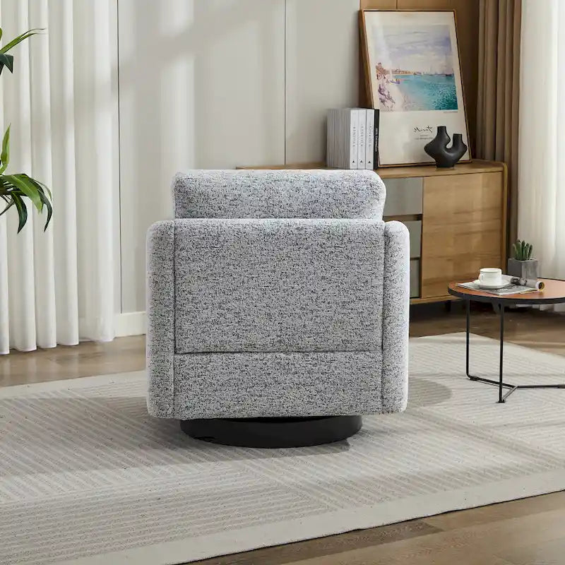 Fauteuil pivotant Chenille Blanc+Noir 31,5 avec cadre en bois massif