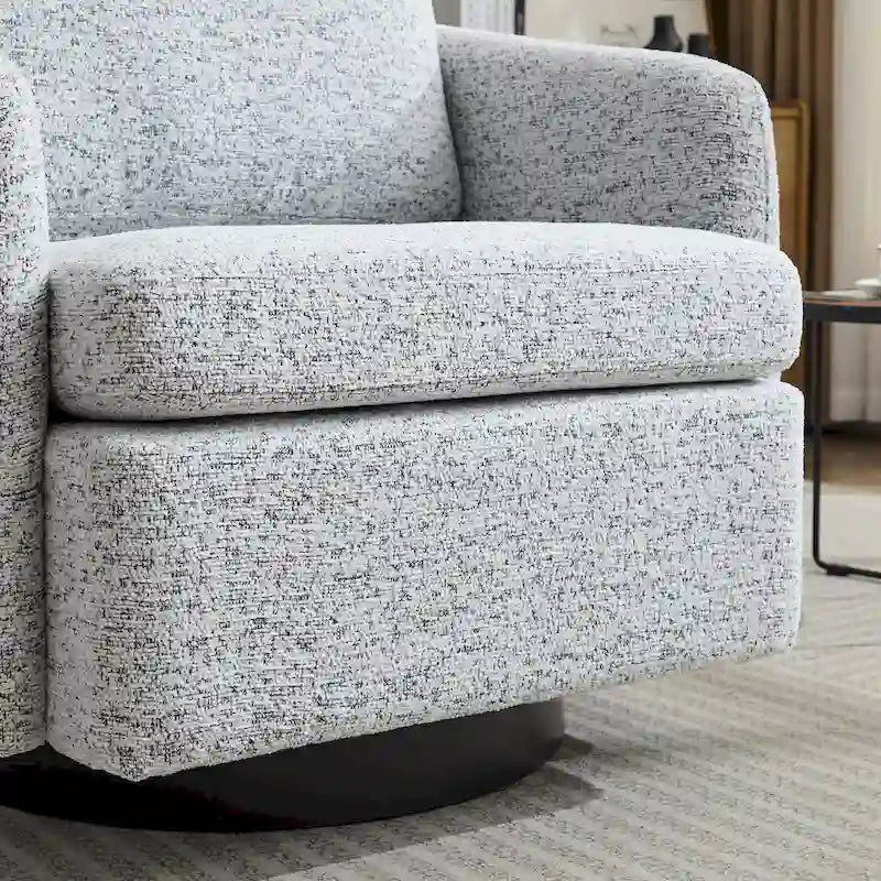 Fauteuil pivotant Chenille Blanc+Noir 31,5 avec cadre en bois massif