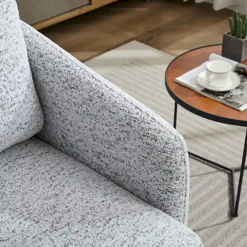 Fauteuil pivotant Chenille Blanc+Noir 31,5 avec cadre en bois massif