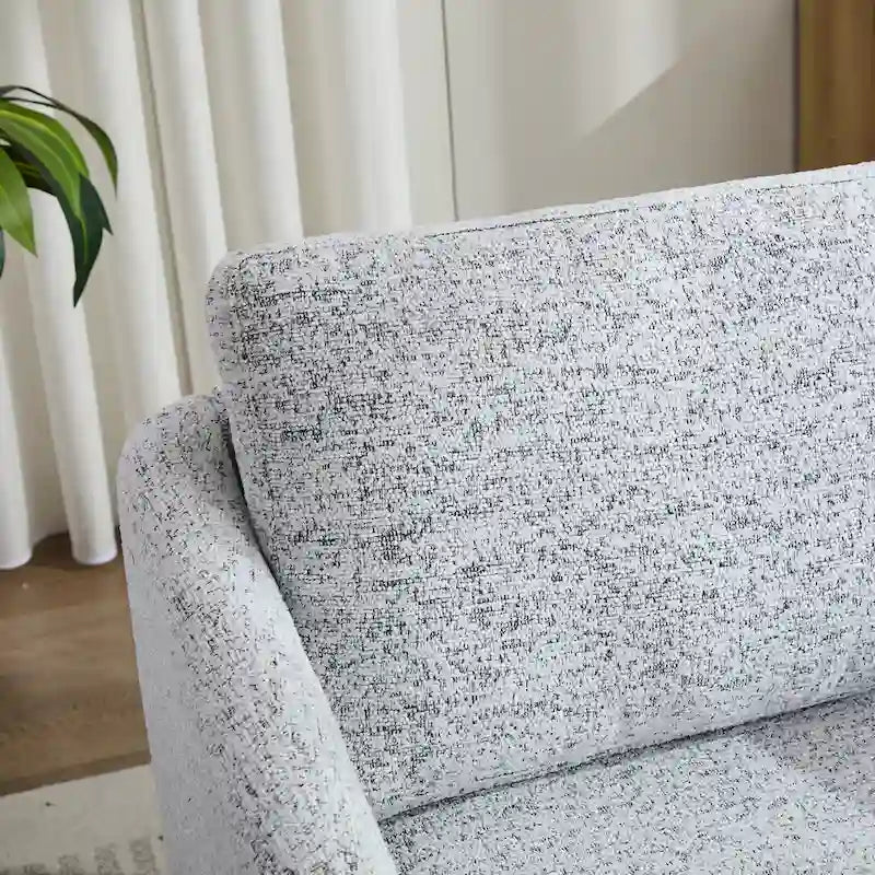 Fauteuil pivotant Chenille Blanc+Noir 31,5 avec cadre en bois massif