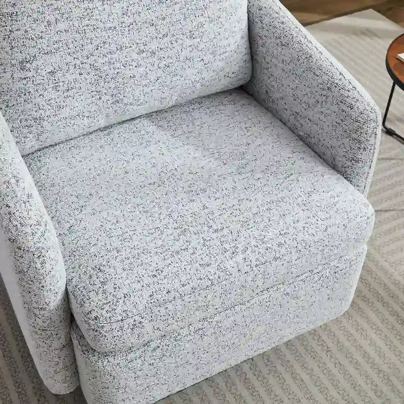 Fauteuil pivotant Chenille Blanc+Noir 31,5 avec cadre en bois massif