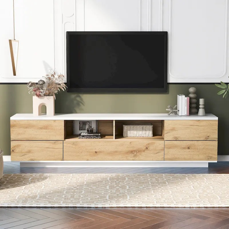 Meuble TV moderne de 80 pouces avec rangement dissimulé