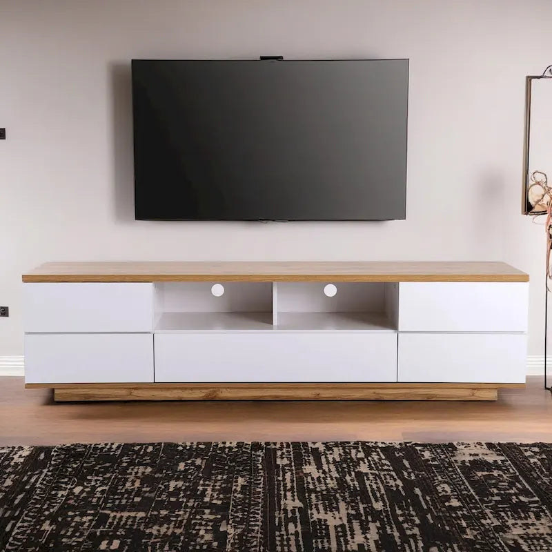 Meuble TV moderne de 80 pouces avec rangement dissimulé