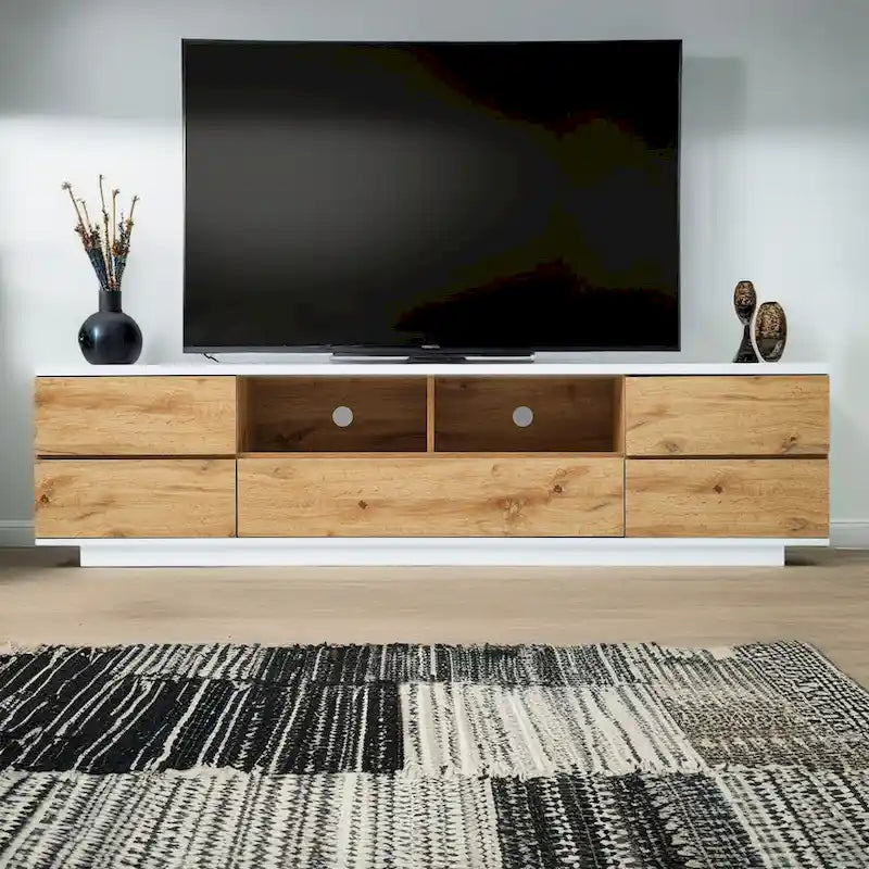 Meuble TV moderne de 80 pouces avec rangement dissimulé