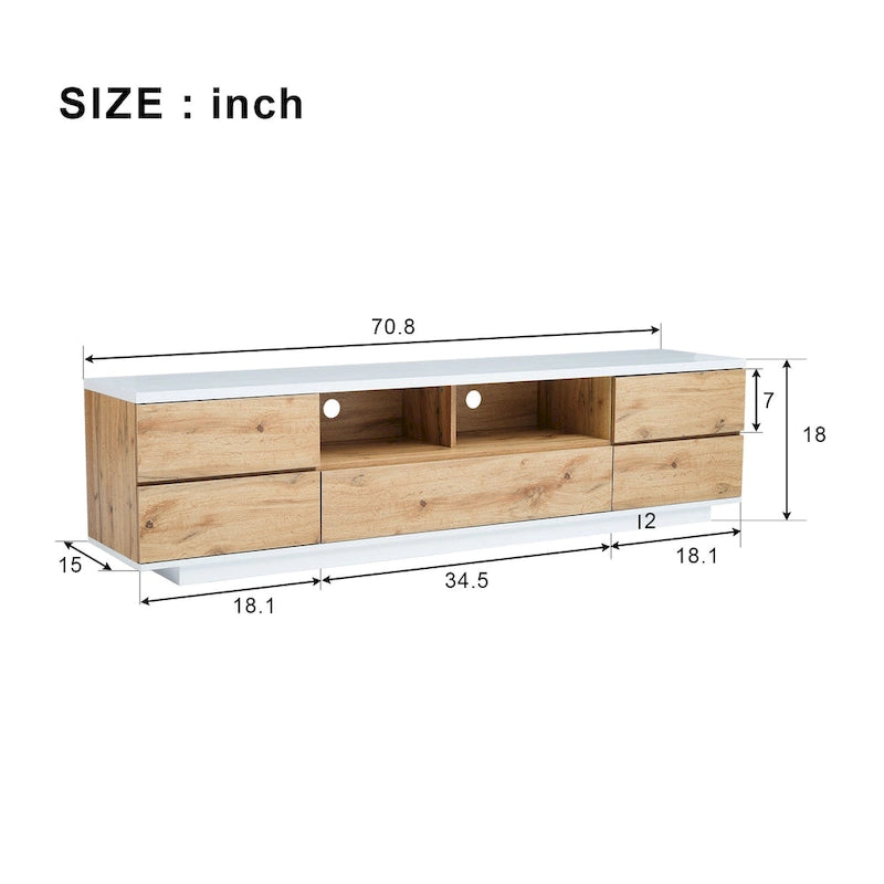 Meuble TV moderne de 80 pouces avec rangement dissimulé