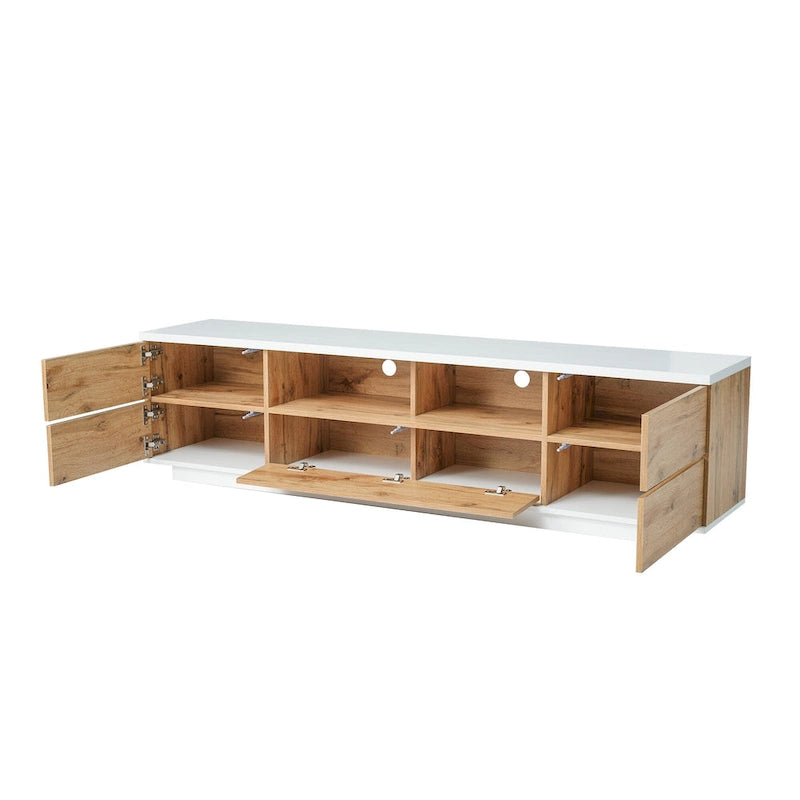Meuble TV moderne de 80 pouces avec rangement dissimulé