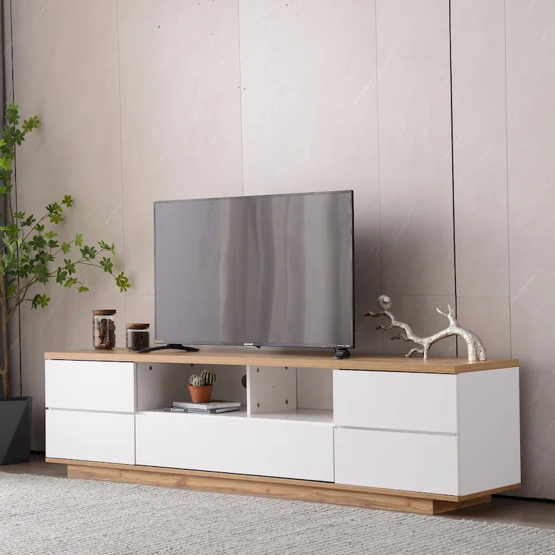 Meuble TV moderne de 80 pouces avec rangement dissimulé