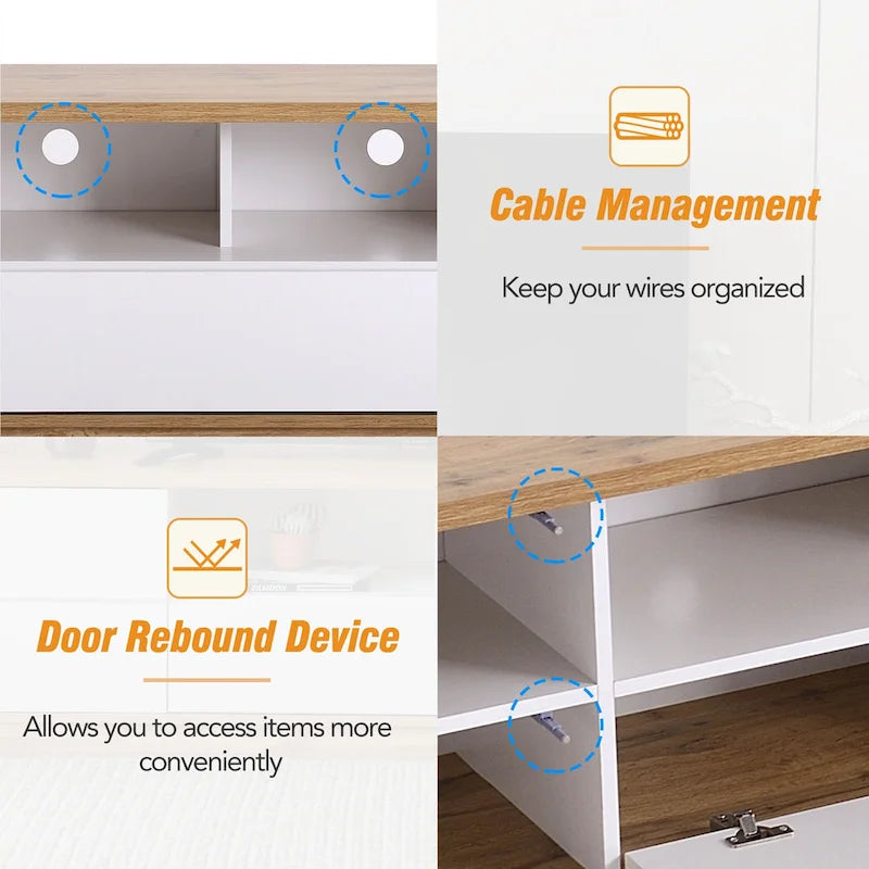Meuble TV moderne de 80 pouces avec rangement dissimulé