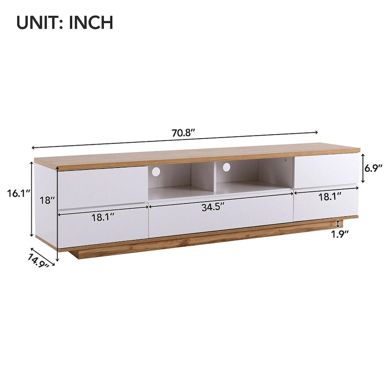 Meuble TV moderne de 80 pouces avec rangement dissimulé