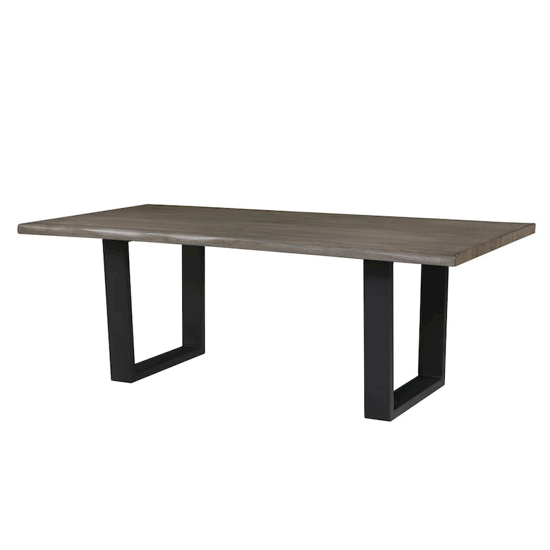 Table de salle à manger à bord naturel 213 cm, finition marron foncé