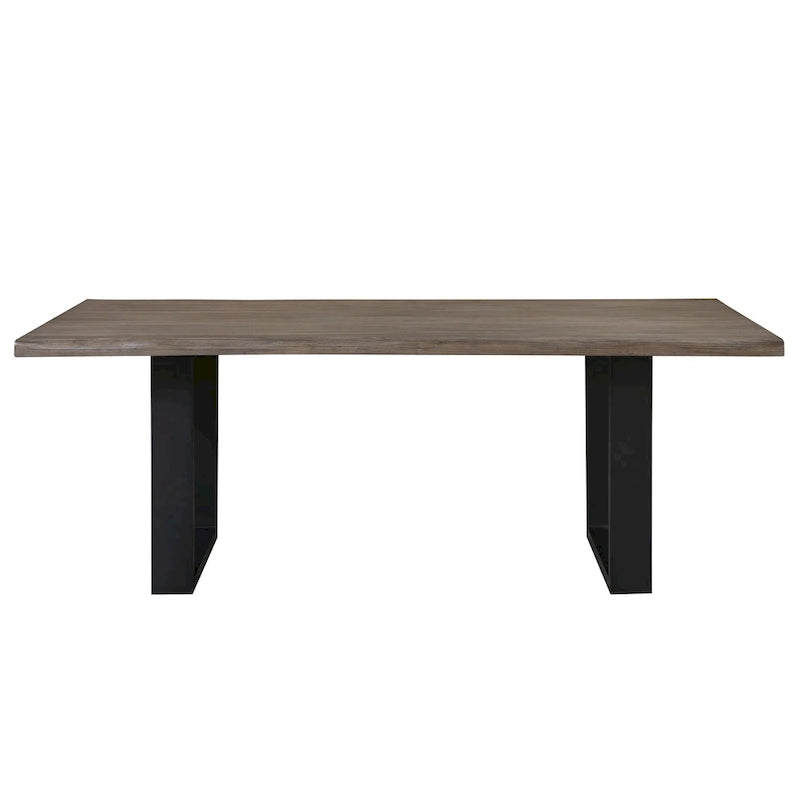 Table de salle à manger à bord naturel 213 cm, finition marron foncé