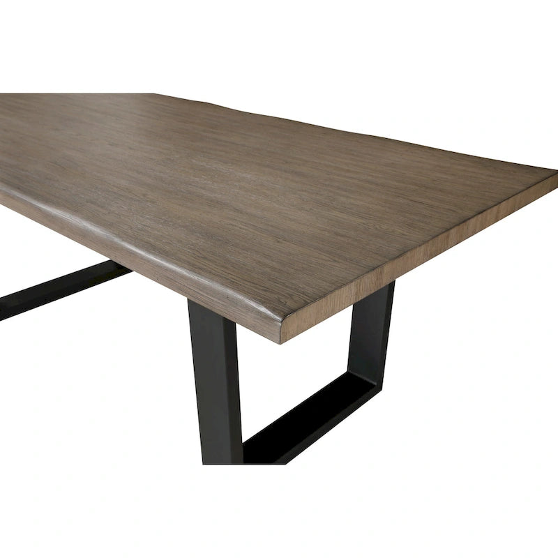 Table de salle à manger à bord naturel 213 cm, finition marron foncé