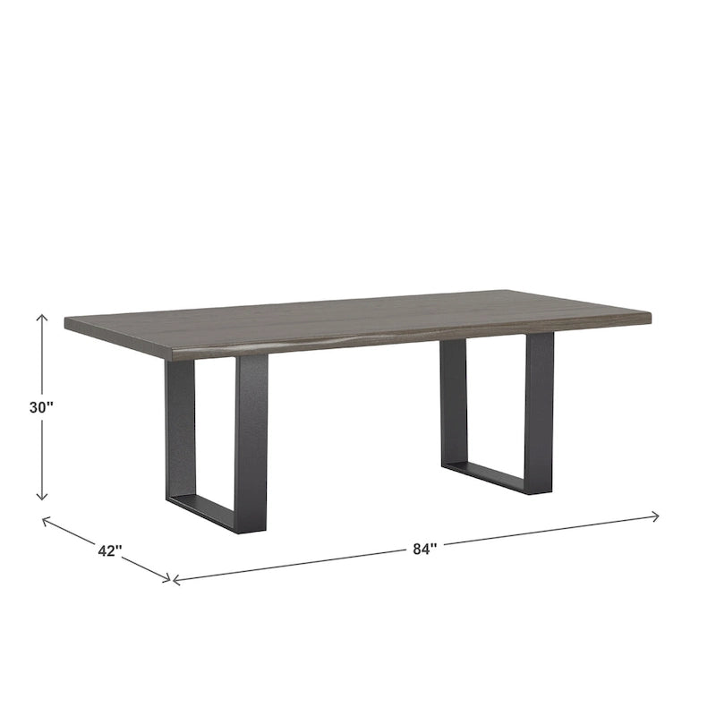 Table de salle à manger à bord naturel 213 cm, finition marron foncé