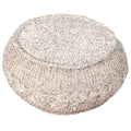 Pouf ottoman en coton beige de 50 cm avec motif géométrique pour le salon