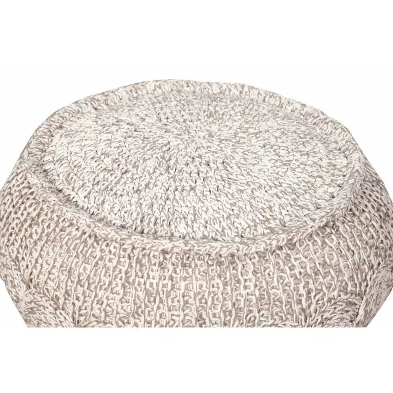 Pouf ottoman en coton beige de 50 cm avec motif géométrique pour le salon