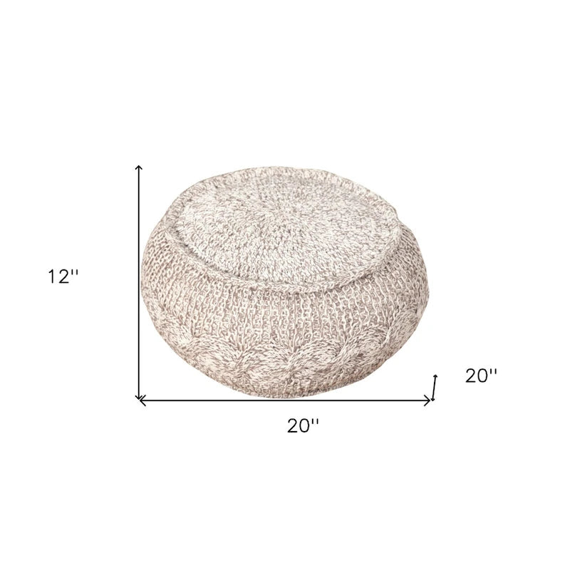 Pouf ottoman en coton beige de 50 cm avec motif géométrique pour le salon