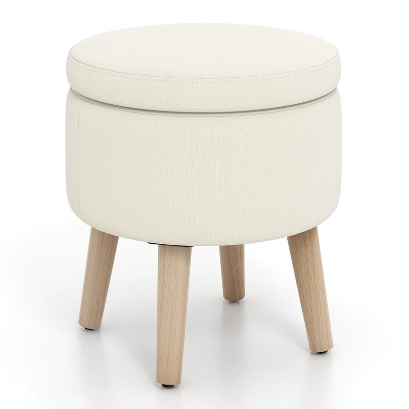 Ottoman de rangement rond avec plateau