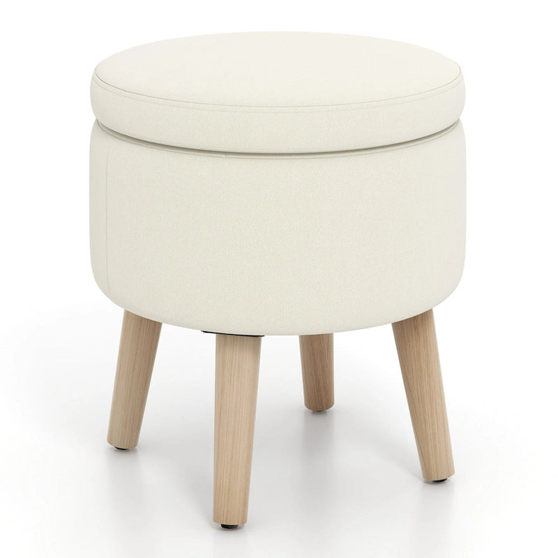 Costway Round Storage Ottoman Accent Storage Footstool with Tray for - See Details