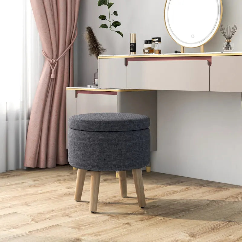Ottoman de rangement rond avec plateau