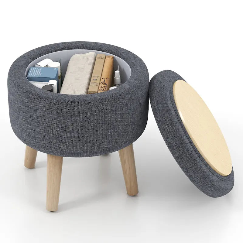 Ottoman de rangement rond avec plateau