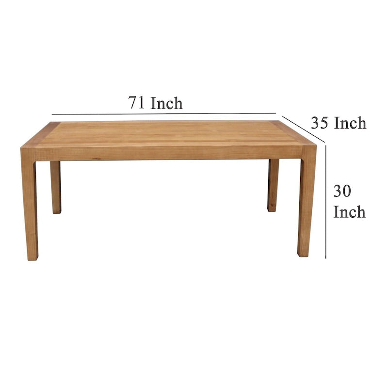 Table de salle à manger en bois de pin, brun naturel, plateau rectangulaire de 180 cm