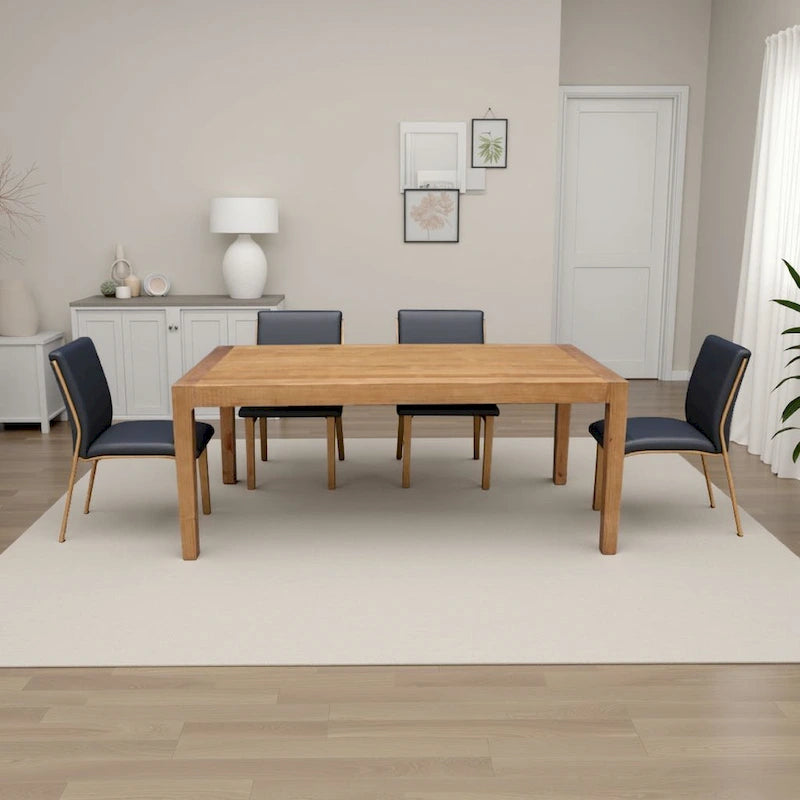 Table de salle à manger en bois de pin, brun naturel, plateau rectangulaire de 180 cm