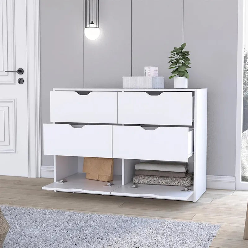 Commode de 107 cm à 4 tiroirs pour le rangement et l'organisation de la chambre à coucher