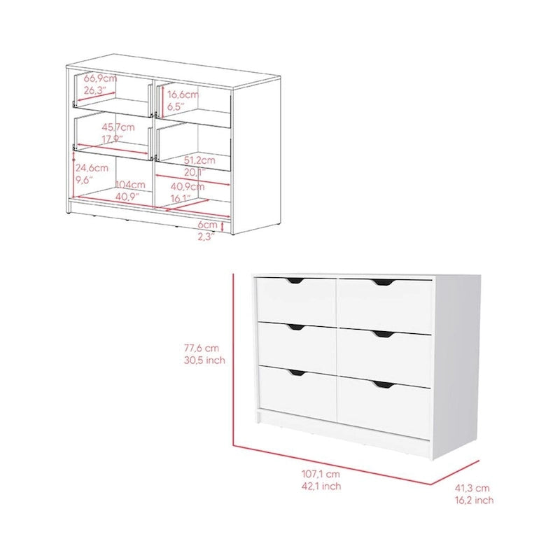 Commode de 107 cm à 4 tiroirs pour le rangement et l'organisation de la chambre à coucher