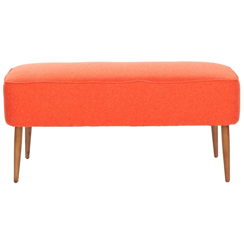 Banc en laine orange du milieu du siècle - 101,6 cm L x 50,8 cm P x 45,7 cm H
