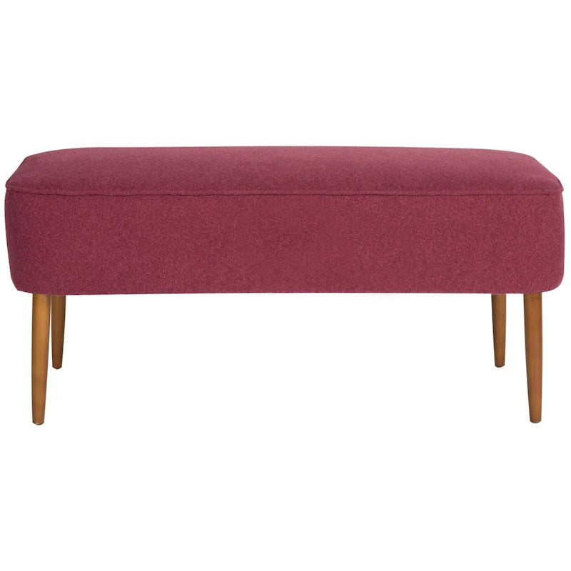 Banc en laine orange du milieu du siècle - 101,6 cm L x 50,8 cm P x 45,7 cm H