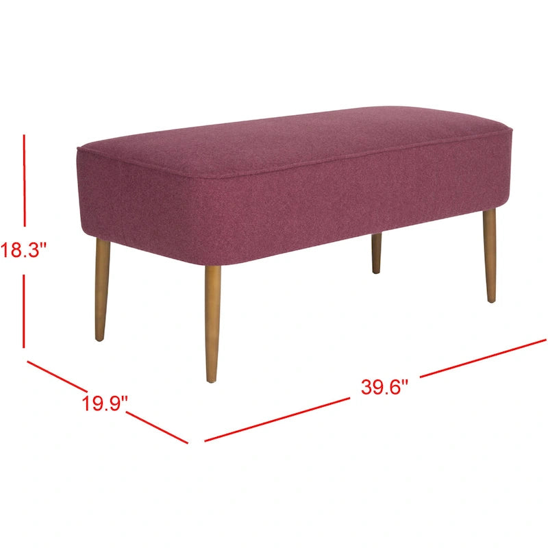 Banc en laine orange du milieu du siècle - 101,6 cm L x 50,8 cm P x 45,7 cm H