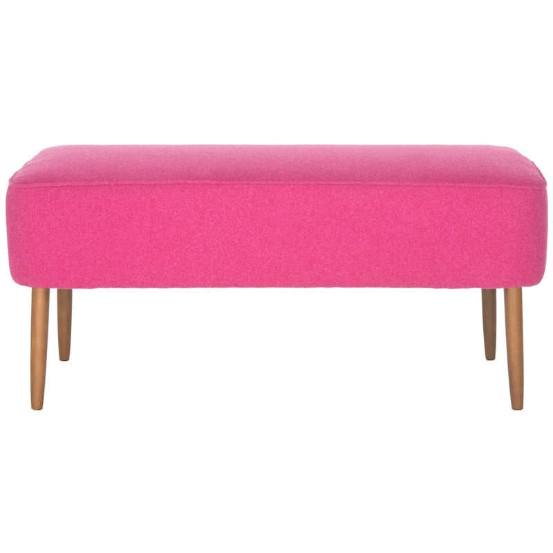 Banc en laine orange du milieu du siècle - 101,6 cm L x 50,8 cm P x 45,7 cm H