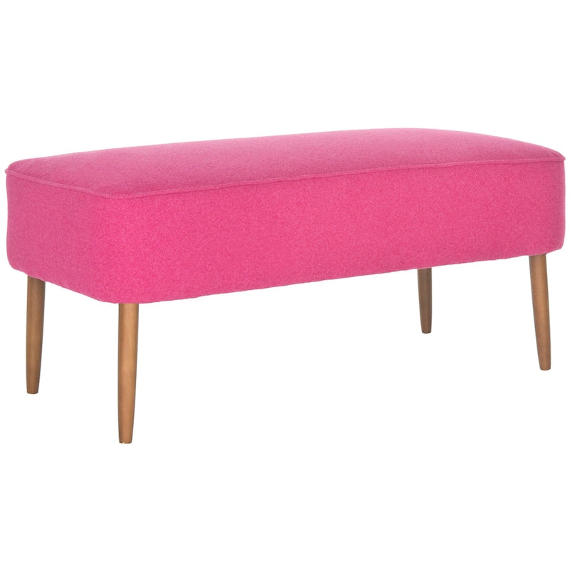 Banc en laine orange du milieu du siècle - 101,6 cm L x 50,8 cm P x 45,7 cm H