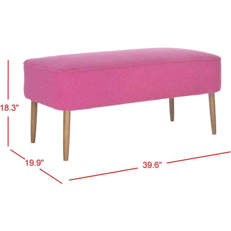 Banc en laine orange du milieu du siècle - 101,6 cm L x 50,8 cm P x 45,7 cm H