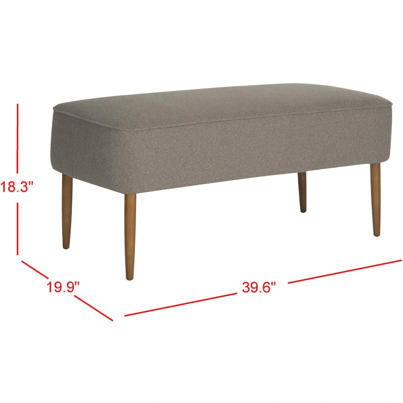 Banc en laine orange du milieu du siècle - 101,6 cm L x 50,8 cm P x 45,7 cm H