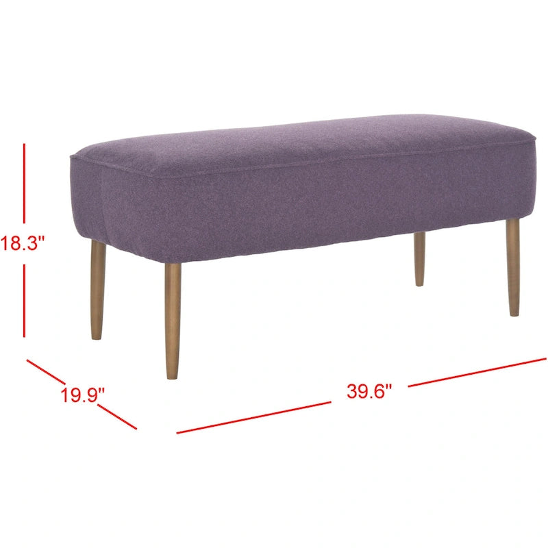 Banc en laine orange du milieu du siècle - 101,6 cm L x 50,8 cm P x 45,7 cm H