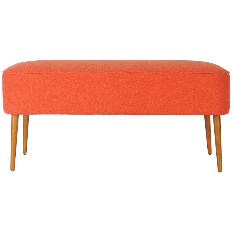 Banc en laine orange du milieu du siècle - 101,6 cm L x 50,8 cm P x 45,7 cm H