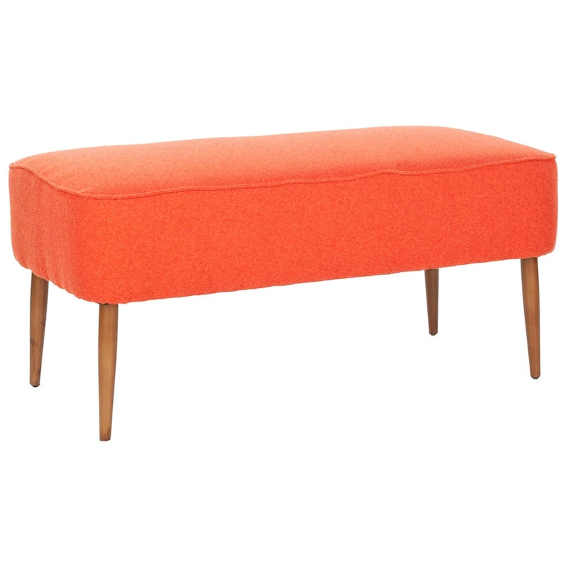 Banc en laine orange du milieu du siècle - 101,6 cm L x 50,8 cm P x 45,7 cm H