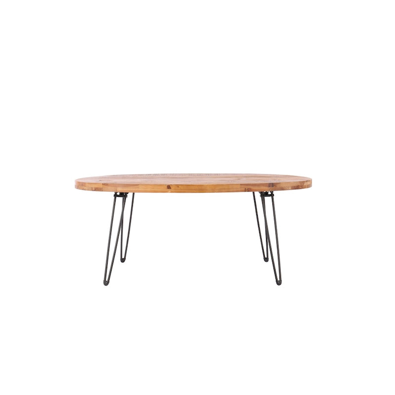 Table basse pliable ovale en bois naturel recyclé - 24,00 x 44,00 x 18,00