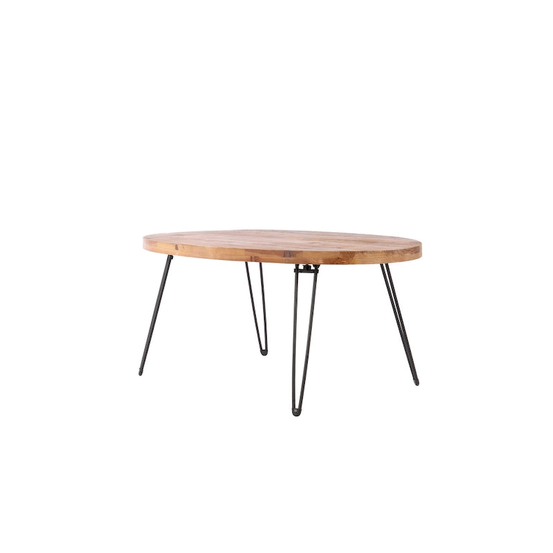 Table basse pliable ovale en bois naturel recyclé - 24,00 x 44,00 x 18,00