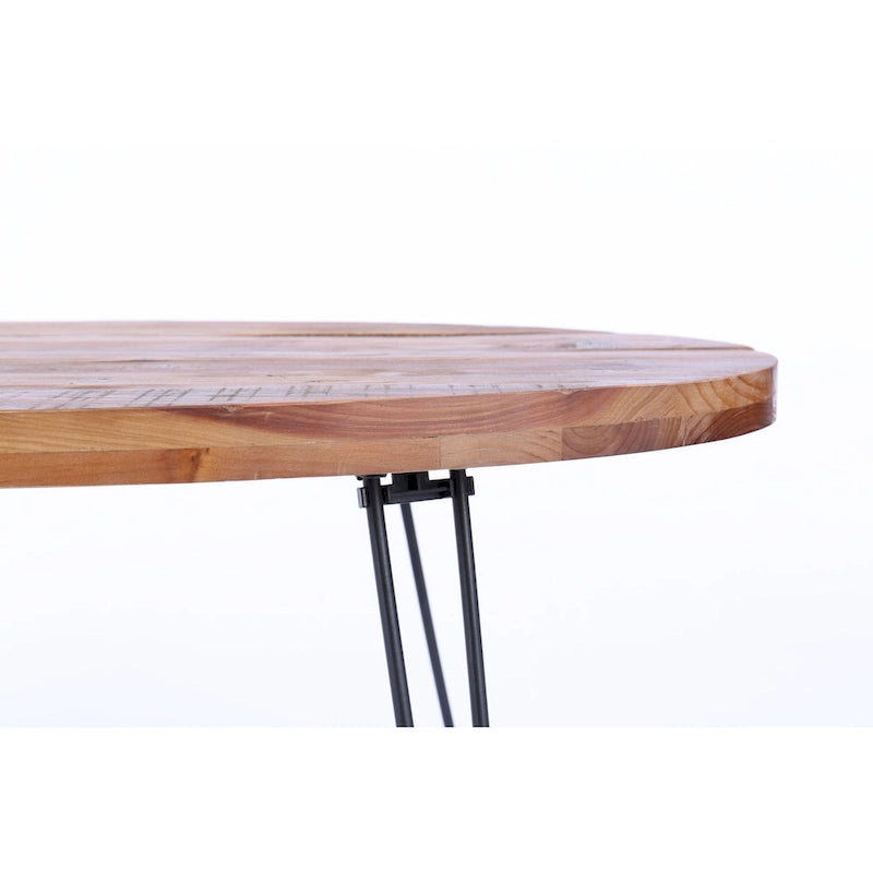 Table basse pliable ovale en bois naturel recyclé - 24,00 x 44,00 x 18,00