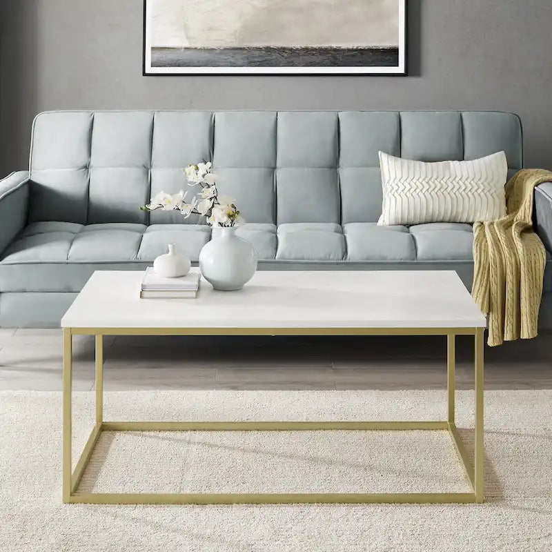 Table basse moderne à cadre métallique glamour