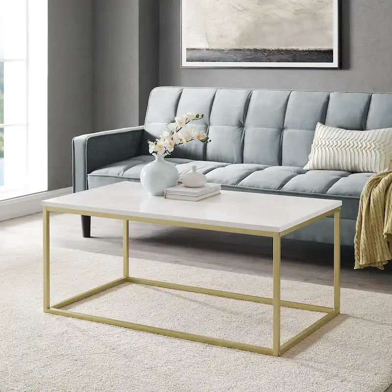 Table basse moderne à cadre métallique glamour