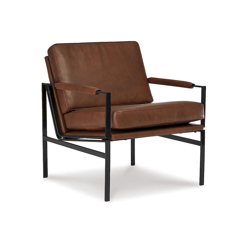 Fauteuil d'appoint en cuir Mid-century Modern - 73,66 cm (l) x 80,01 cm (P) x 87 cm (H)