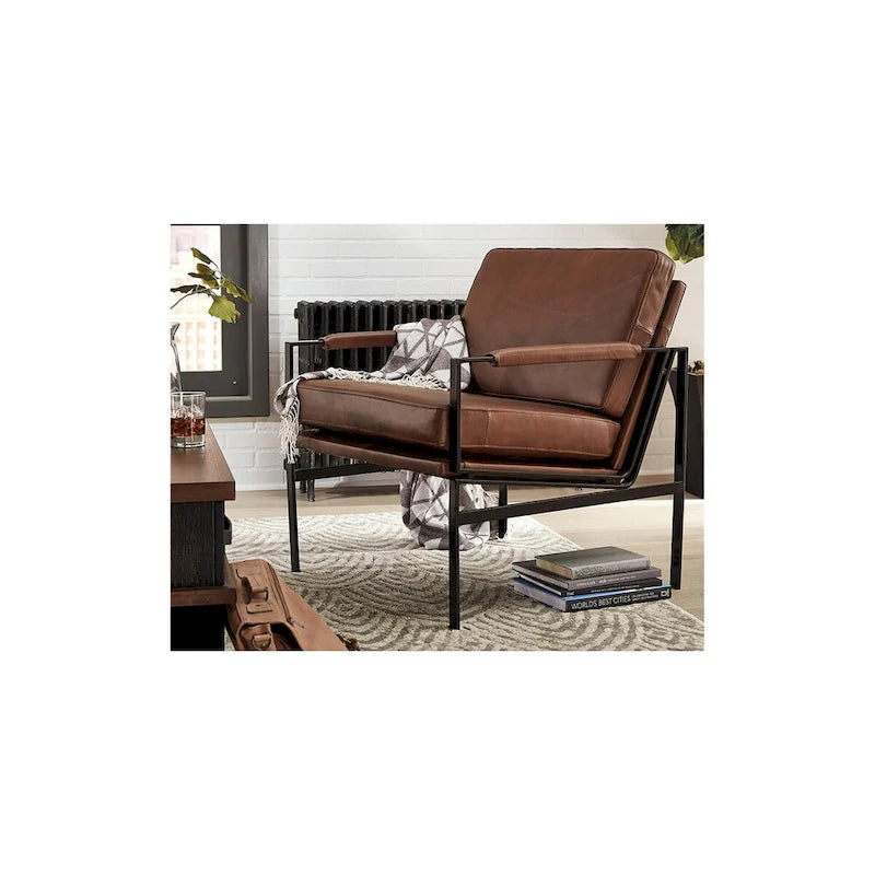 Fauteuil d'appoint en cuir Mid-century Modern - 73,66 cm (l) x 80,01 cm (P) x 87 cm (H)