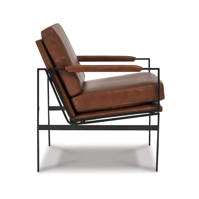 Fauteuil d'appoint en cuir Mid-century Modern - 73,66 cm (l) x 80,01 cm (P) x 87 cm (H)