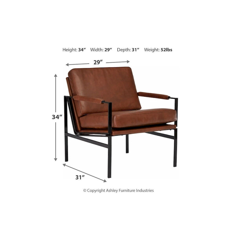Fauteuil d'appoint en cuir Mid-century Modern - 73,66 cm (l) x 80,01 cm (P) x 87 cm (H)
