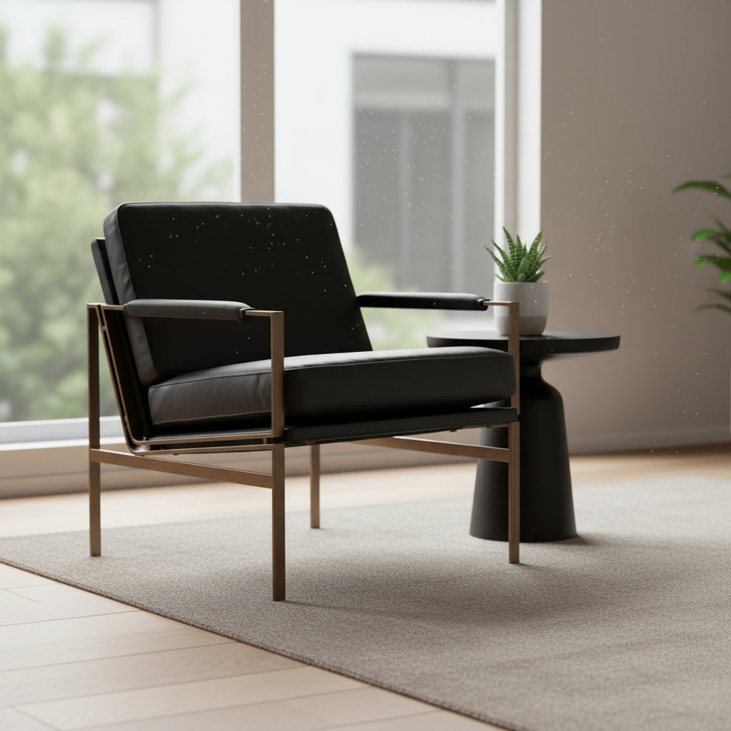 Fauteuil d'appoint en cuir Mid-century Modern - 73,66 cm (l) x 80,01 cm (P) x 87 cm (H)