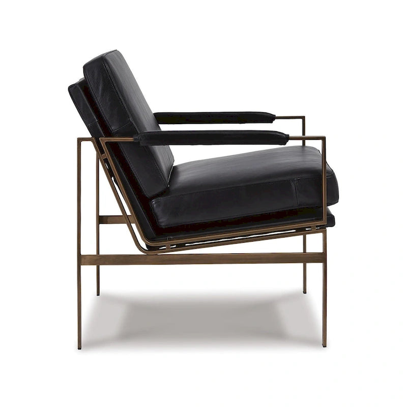 Fauteuil d'appoint en cuir Mid-century Modern - 73,66 cm (l) x 80,01 cm (P) x 87 cm (H)